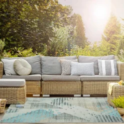 Dywan szaro-turkusowy PATCHWORK MALTA 80x150 cm