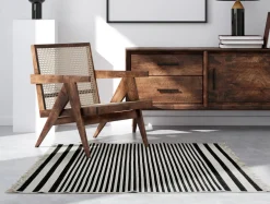 Dywan w biało-czarne pasy BERGEN 80x150 cm