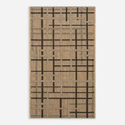 Dywan w kratę beżowy JUTA 60x100 cm