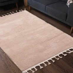 Dywanik z frędzlami beżowy PULLY 60x100 cm