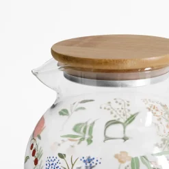 Dzbanek z bambusową pokrywką KWIATY 1,6 L
