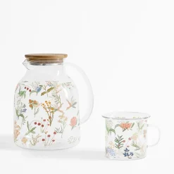 Dzbanek z bambusową pokrywką KWIATY 1,6 L