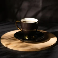 Filiżanka porcelanowa ze spodkiem czarna ROYAL 220 ml