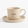 Filiżanka ze spodkiem kremowa MATTE 220 ml