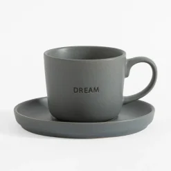 Filiżanka ze spodkiem szara MATTE 220 ml