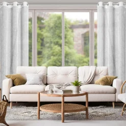 Firana na przelotkach biało-srebrna AMALIA 140x250 cm