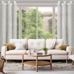 Firana na przelotkach biało-złota AMALIA 140x250 cm