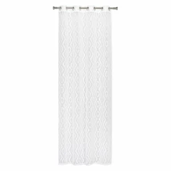 Firana na przelotkach w geometryczne wzory biała TULUM 140x260 cm