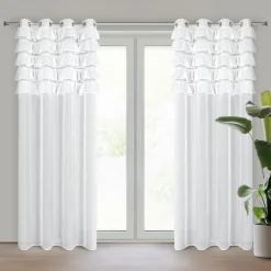 Firana z falbanami biała AURA 140x250 cm
