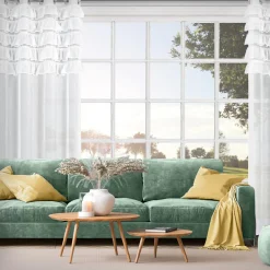 Firana z falbanami biała AURA 140x250 cm