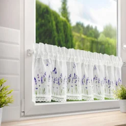 Firana zazdrostka biało-filetowa ELLA 60x150 cm