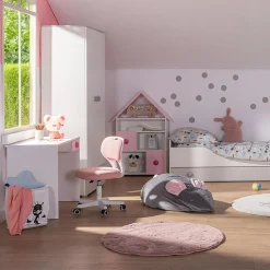 Fotel biurowy różowo-biały MELLODY