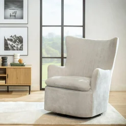 Fotel bujany na obrotowej podstawie szary SHOAN