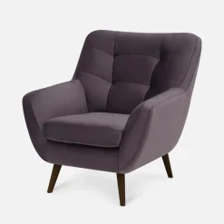 Fotel na drewnianych nogach fioletowy SCANDI