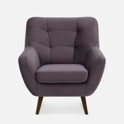 Fotel na drewnianych nogach fioletowy SCANDI