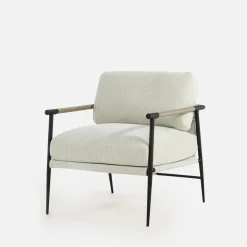 Fotel sztruksowy kremowy DRITRE