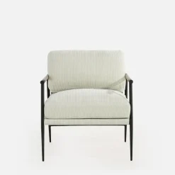 Fotel sztruksowy kremowy DRITRE