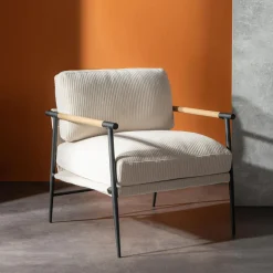 Fotel sztruksowy kremowy DRITRE