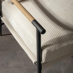 Fotel sztruksowy kremowy DRITRE