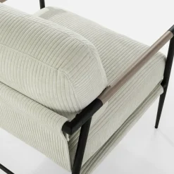 Fotel sztruksowy kremowy DRITRE