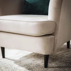 Fotel uszak welurowy kremowy VITO