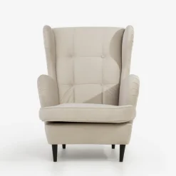 Fotel uszak welurowy kremowy VITO