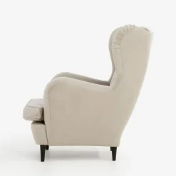 Fotel uszak welurowy kremowy VITO