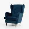 Fotel uszak welurowy niebieski VITO