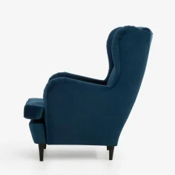 Fotel uszak welurowy niebieski VITO