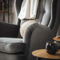 Fotel uszak welurowy szary VITO