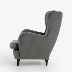 Fotel uszak welurowy szary VITO