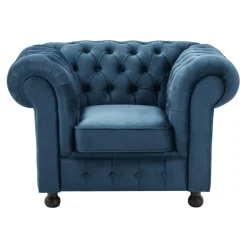 Fotel welurowy granatowy CHESTER