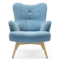 Fotel welurowy jasnoniebieski ZELE