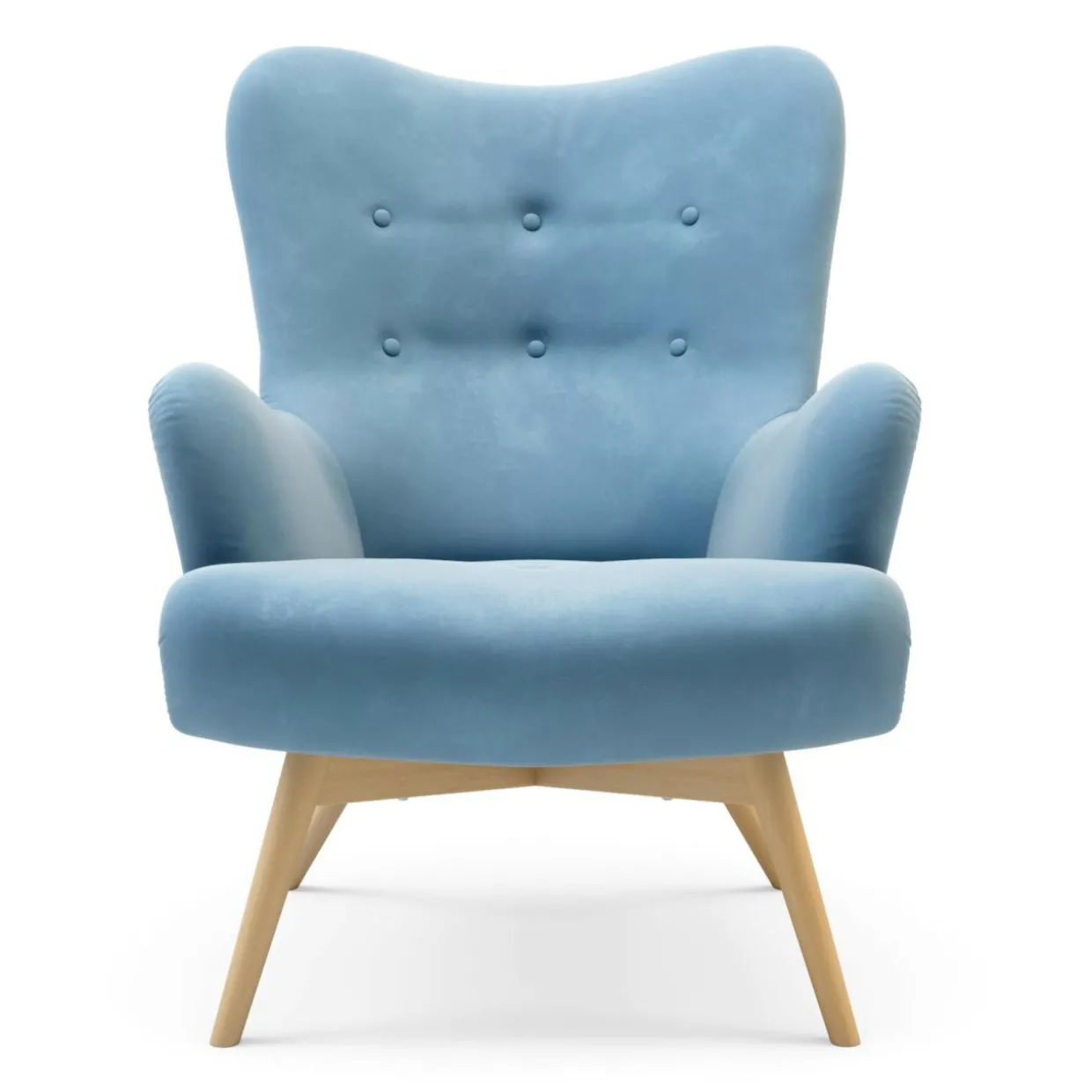 Fotel welurowy jasnoniebieski ZELE