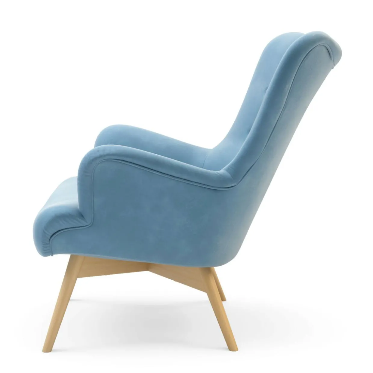 Fotel welurowy jasnoniebieski ZELE