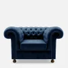 Fotel welurowy lazurowy CHESTER