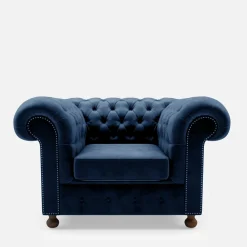 Fotel welurowy lazurowy CHESTER