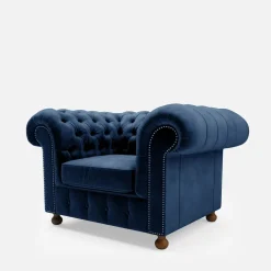 Fotel welurowy lazurowy CHESTER