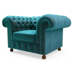 Fotel welurowy lazurowy CHESTER