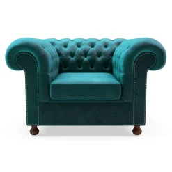 Fotel welurowy lazurowy CHESTER