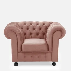 Fotel welurowy pudrowy róż CHESTER
