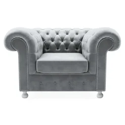 Fotel welurowy szary CHESTER