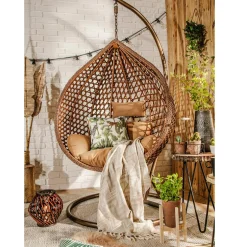 Fotel wiszący WALLANO II z brązowym siedziskiem