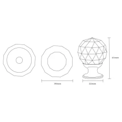 Gałka PORTO KRYSZTAŁ KULA 3 cm chrom/czarne szkło