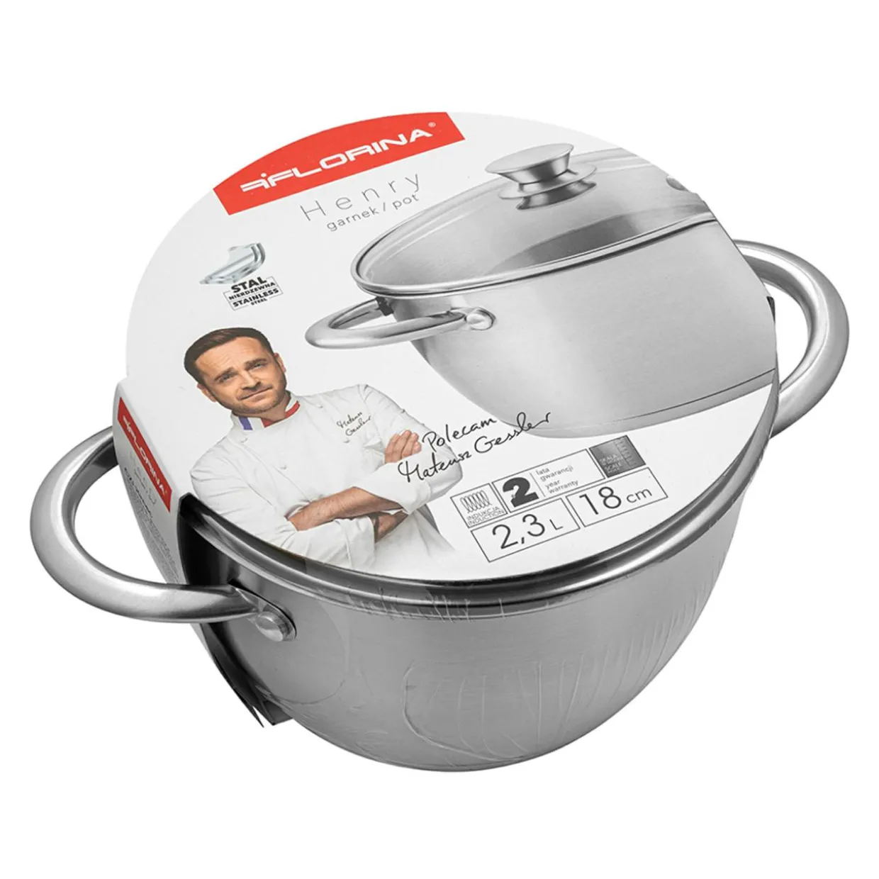 Garnek ze stali nierdzewnej FLORINA HENRY by Mateusz Gessler 2,3 l