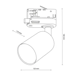 Głowica na szynoprzewód 3-obwodowy czarna TRACER TOP