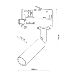 Głowica na szynoprzewód 3-obwodowy czarna TRACER LAGOS