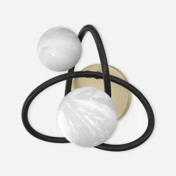 Kinkiet 2 kule czarno-złoty NISYRO