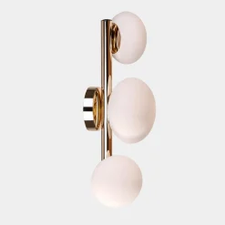 Kinkiet 3 owalne klosze biało-złoty UFO