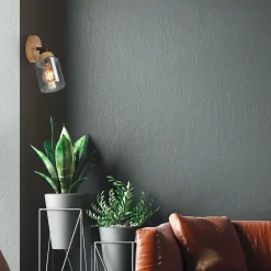 Kinkiet czarny jasne drewno HEMA